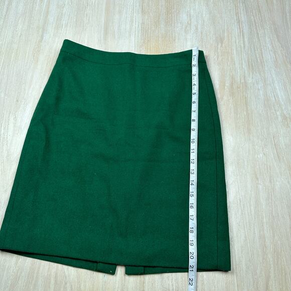 J Crew Solid Green Lined Double Serge Wool The Pencil Classic Career Skirt 4 - Picture 6 of 12